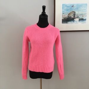 JCrew Hot Pink Crew Neck Wool Blend Chunky Sweater